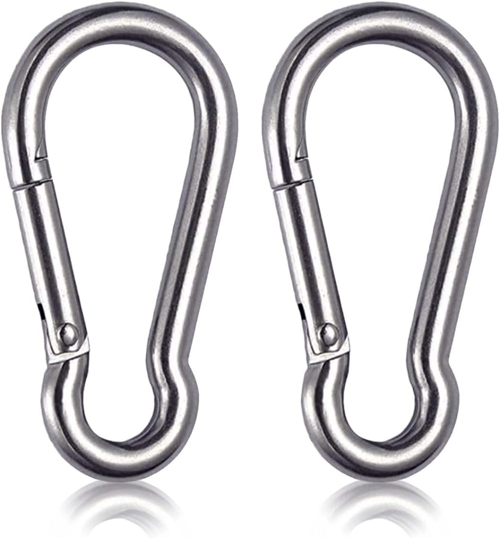 123$$Wique 4 Inch Spring Snap Hook Carabiner,34 Stainless Steel Snap Hook Heavy Duty Rope Connector 2 Pcs Snaps