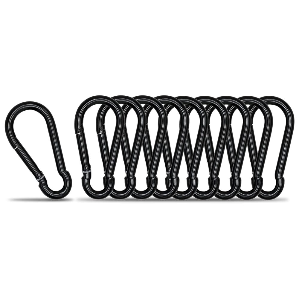 123$$10 Pack Black Carabiner Clip, 1.57 Inch Heavy Duty Spring Snap Hook, Small Caribeener Clips For Outdoor Camping, Swing Set, Hammock, Hiking Travel, Fishing, Quick Link Keychain Snaps