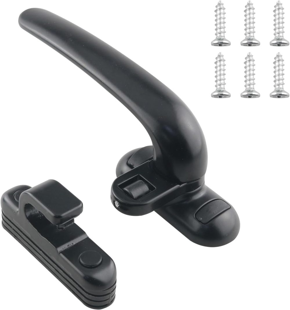 123$$Black Aluminum Alloy Door Window Locking Pulls Interior And Exterior Window Lock Handles Casement Window Lock, Left Handle Window Hardware