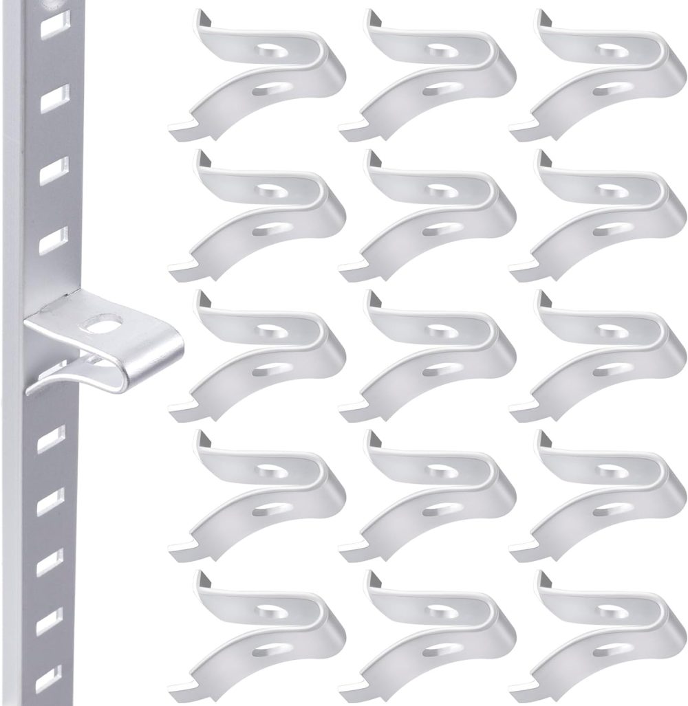 123$$4Pcs Cabinet Shelf Clips, Metal Adjustable Shelf Bracket Clips, Shelf Pegs, Shelf Support Pins, Pilaster Shelf Support Clip For Metal Shelving -Silver Shelf Brackets & Supports