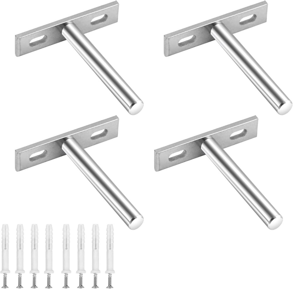 123$$Floating Shelf Bracket Hidden Shelf Supports Brackets 4Pcs Heavy Duty Concealed Blind Shelf Support Wall Mounted Brackets With Mounting Screws For Floating Wood Shelves (3 Inch) Shelf Brackets & Supports