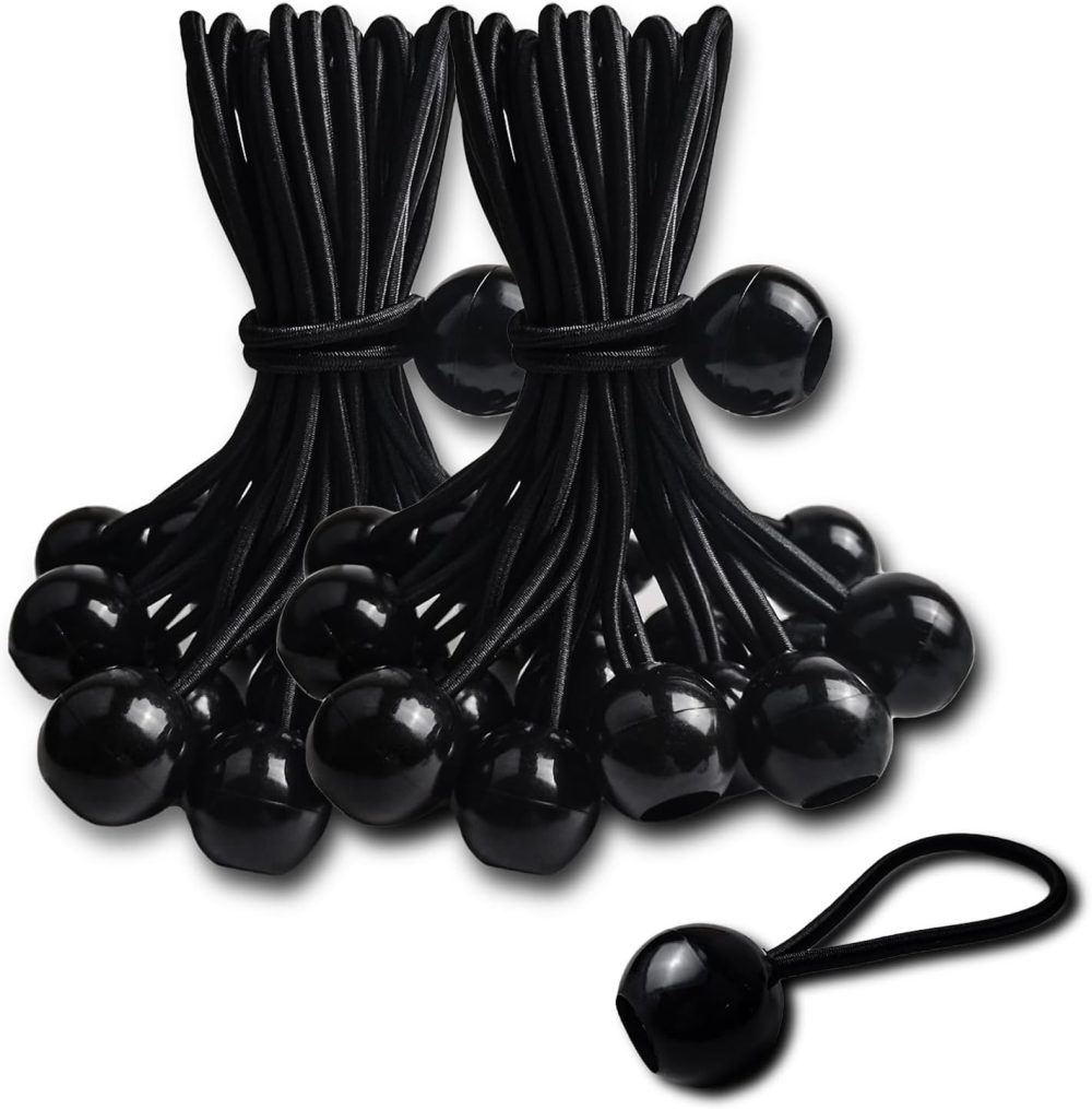 123$$70Pcs 9 Inch Black Bungee Cords With Ball, Heavy Duty Outdoor&Indoor Ball Bungee Cord, Tarp Tie Down Bungee Balls For Camping, Shelter Setup, Cargo Securing, Household Applications Tarps & Tie-Downs