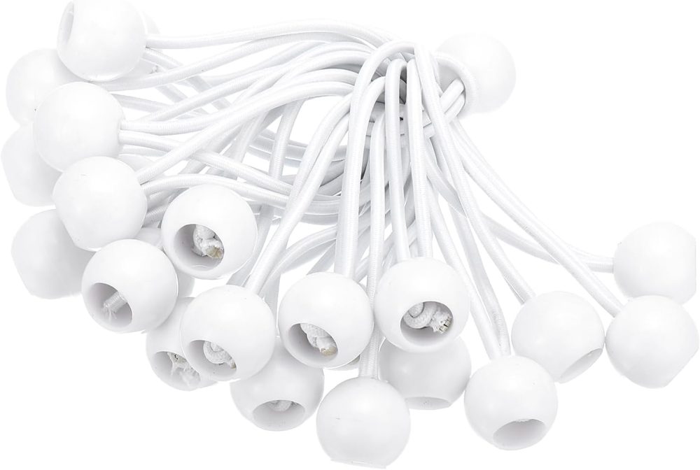 123$$4 Inch Tarp Ball Bungee Cord, 50 Pack Bungee Cords With Balls Canopy Tarp Tie Downs Cords Elastic String For Outdoor Camping Cargo Shelter Tent Poles, White Tarps & Tie-Downs