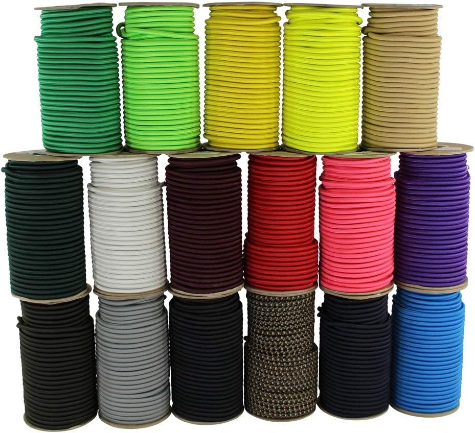 123$$Marine Grade Bungee Cord – 100% Elastic Cord, Dacron Polyester Bungee Shock Cord For Diy, Tie Downs, Commercial Uses | 3/16" X 100 Ft, Black Tarps & Tie-Downs