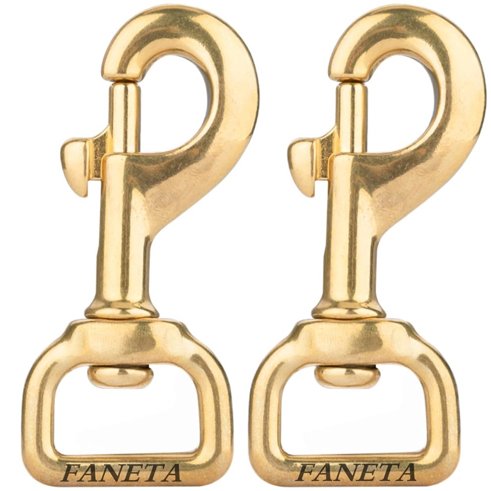 123$$3-1/8 Inch Solid Brass Swivel Bolt Snap Hooks 7/8 Inch Square Swivel Eye Single Ended Trigger Clips Keychain Holder For Leathercrafts, Dog Collar, Pet Leash, Flag Halyard And More (2 Pieces) Snaps