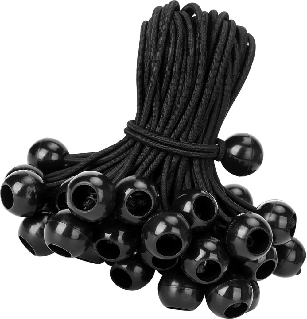 123$$Ball Bungee Cords 50 Pack, 5 Inch Black Tie Down Cords For Tarp, Canopy Shelter, Wall Pipe, Heavy Duty Bungie Cord Balls Canopy Tarp Tie Down Bungee Balls Tarps & Tie-Downs