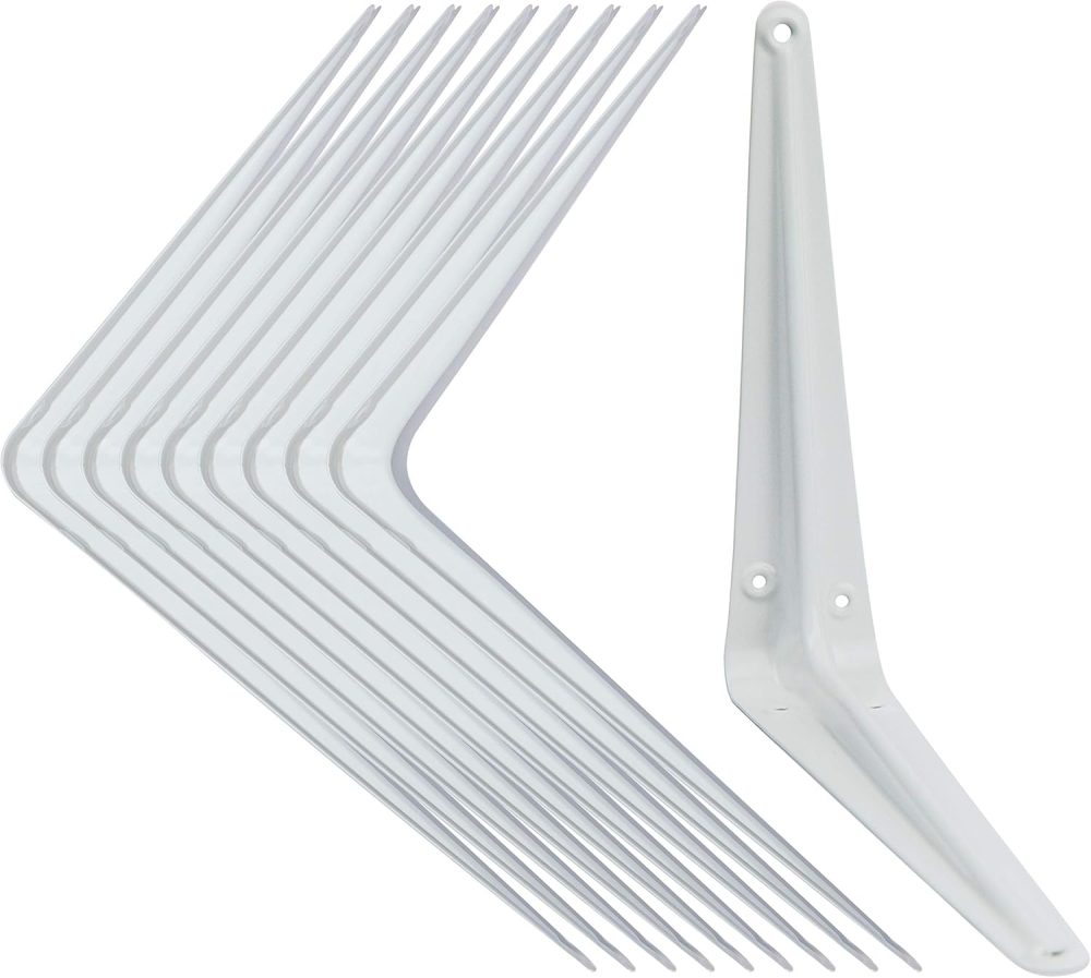 123$$Shelf Brackets White 8 X 1 Inch Pack Of 1 Wall L-Bracket Supports For Hanging Diy Shelves Metal Steel Heavy Duty Strength 52Lbs Shelf Brackets & Supports