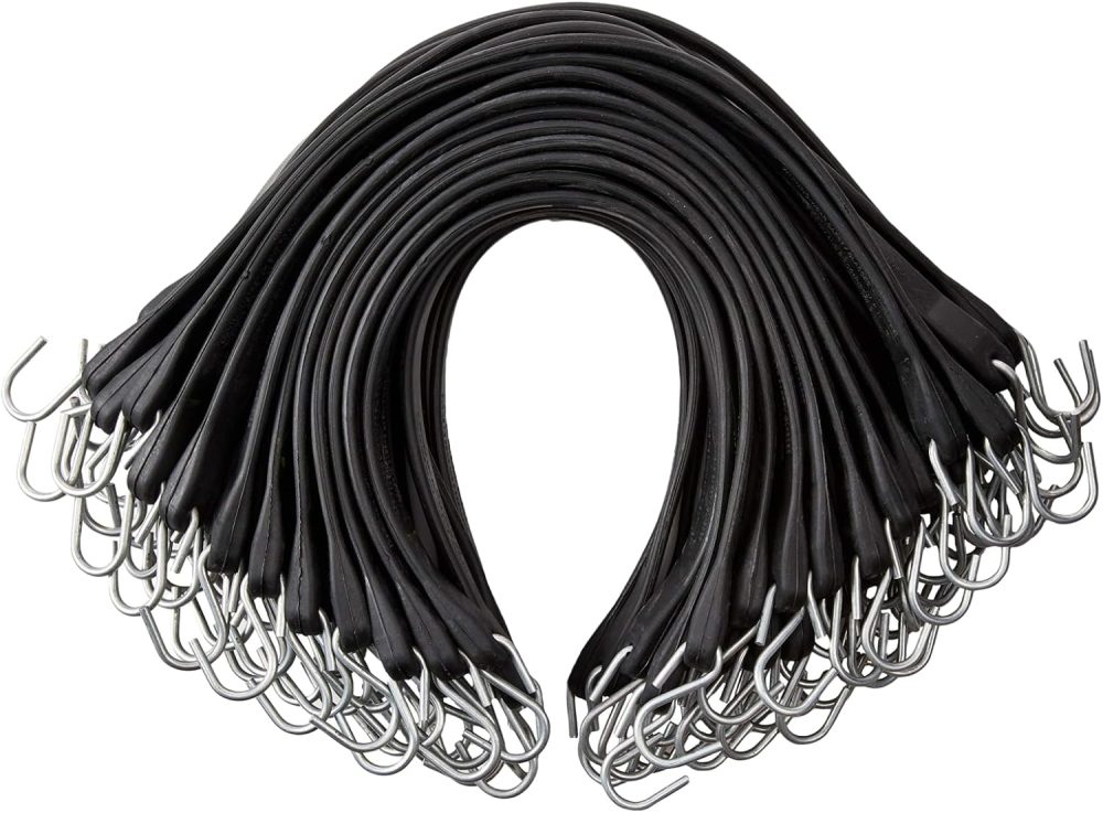 123$$Rubber Bungee Cords, 50 Pack 31" Long, Weatherproof Epdm Rubber Tie Down Straps With Crimped S Hooks, Heavy Duty Outdoor Tarp Straps For Securing Flatbed Trailers, Canvases, Cargo, And More Tarps & Tie-Downs