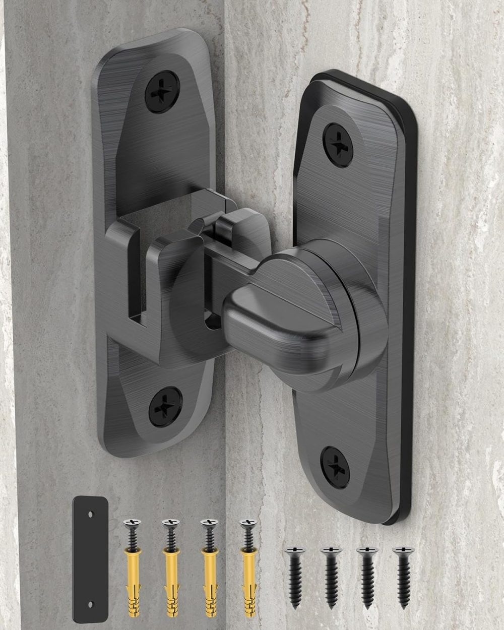 123$$90/180 Degree Barn Door Lock, Small Flip Gate Latches Hardware, Door Security Sliding Door Latch Lock Fo Cabinets, Barn Door, Bathroom, Gardenr Doors (Grey-1Pc) Door Hardware & Locks