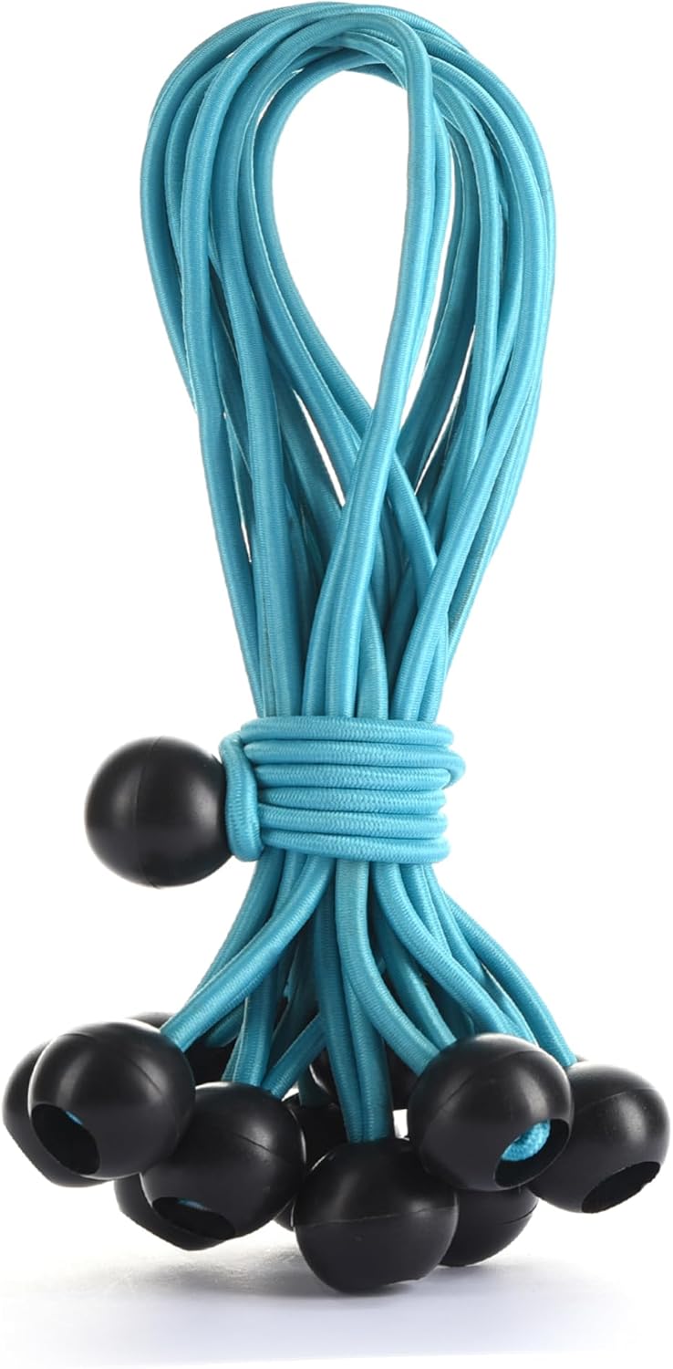 123$$11 Inch Heavy Duty Ball Bungee Cords, 15 Pack – Adjustable Rubber Tie Down Cords For Outdoor, Tarps, Camping, Patio And More Tarps & Tie-Downs