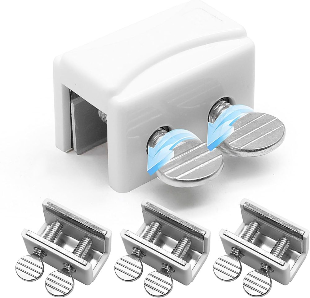 123$$Window Locks, 4 Sets Of Sliding Window Locks Secure Up And Down Windows, Window Plugs For Vertical And Horizontal Windows, Child Safety Window Lock Clamps For Home School And Office (White) Window Hardware