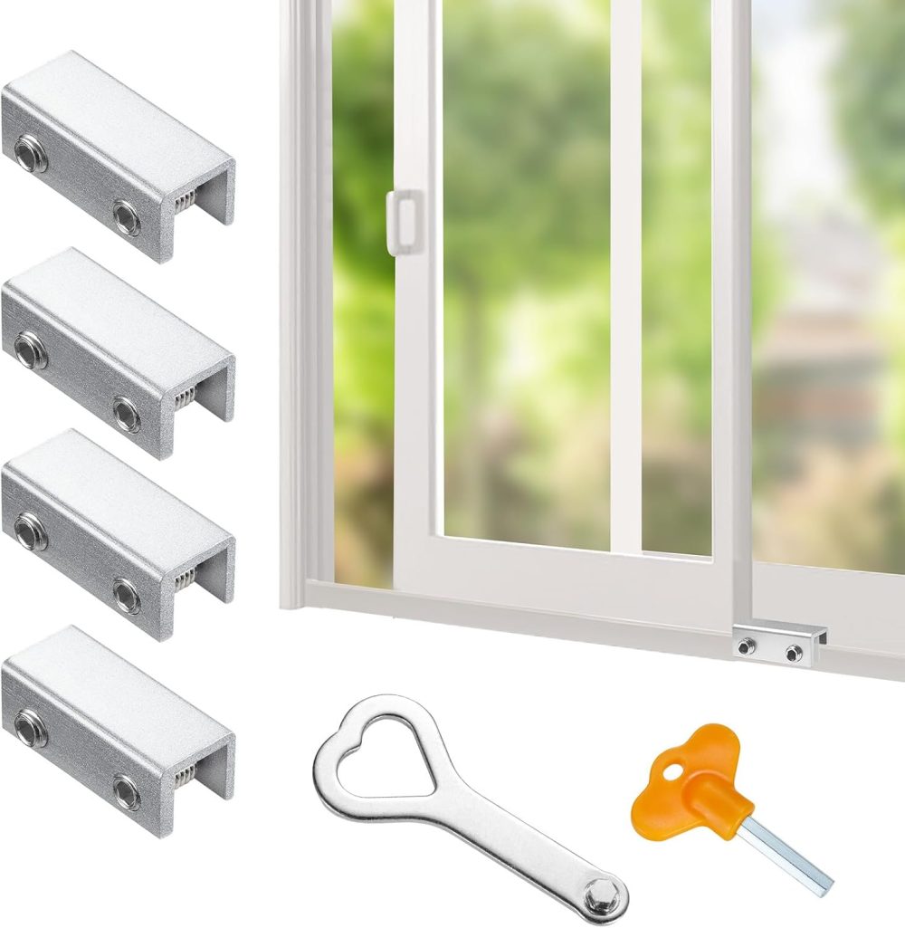 123$$4 Sets Of Security Window Locks, Adjusting For Up And Down Or Horizontal Sliding Window Locking Positions. Window Stopper For Tracks Less Than 3/5 In Width And More Than 1/2 In Height Window Hardware