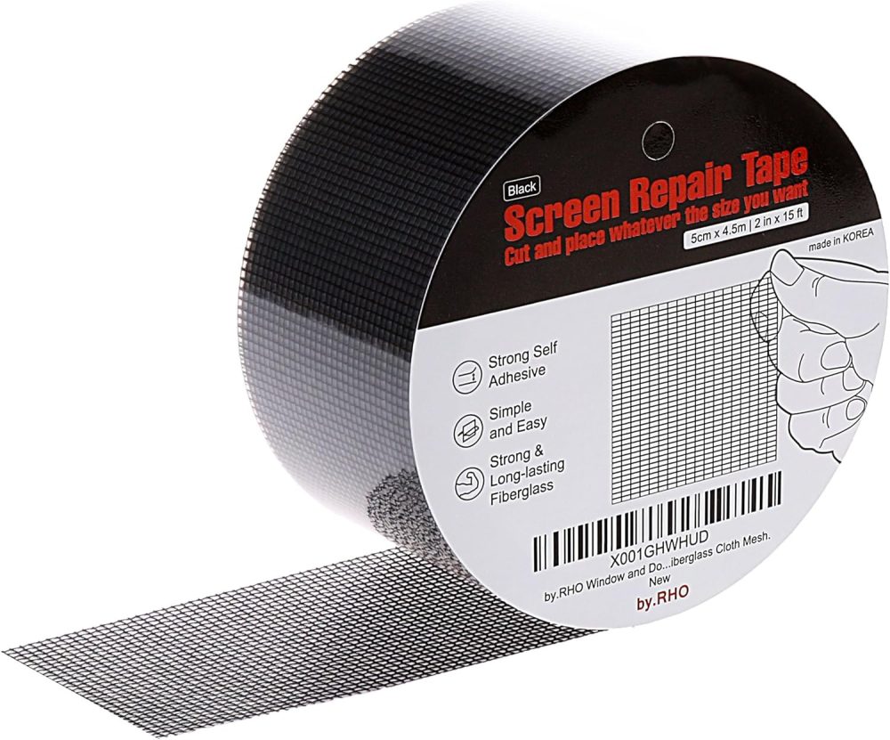 123$$Screen Repair Tape 2In X 30Ft (Silver Grey) Adhesive & Waterproof, Fiberglass, Fix For Screen Door And Window Screen Window Hardware