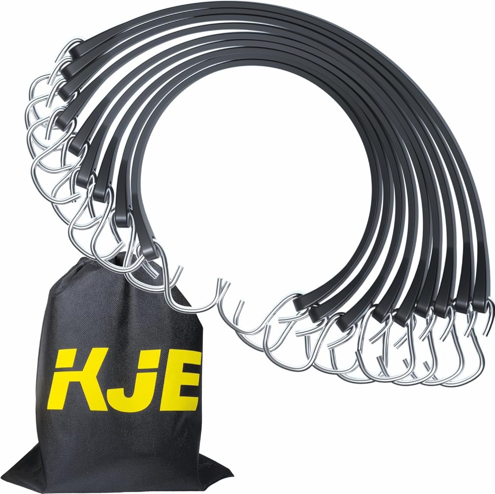 123$$50Pack 21" Rubber Bungee Cords With S Hooks – Quality Epdm, Heavy Duty Black Bungee Straps, Ideal For Outdoor Tie Downs, Securing Tarps, Canvases, Cargo In Cold Hot Climates Tarps & Tie-Downs