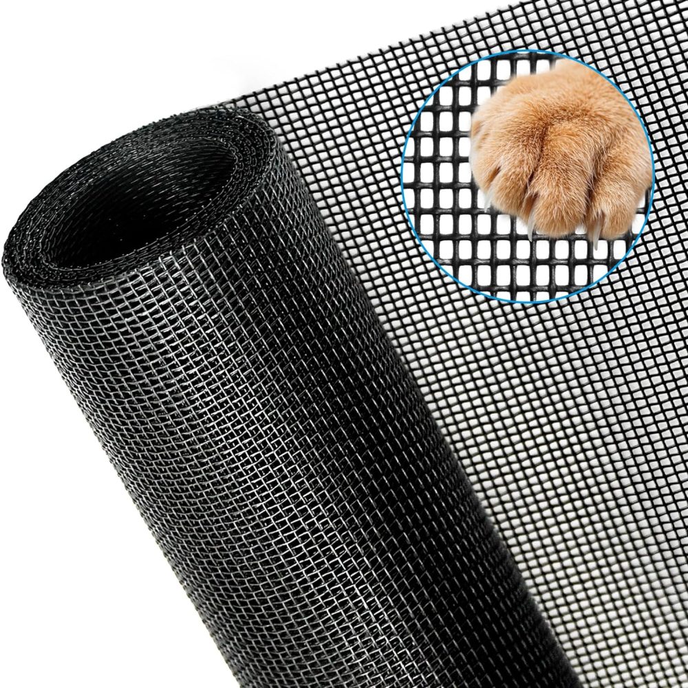 123$$Pet Screen, 48" X 100" Thicken Pet Proof Window Screen Replacement – Diy Custom Adjustable Screen Mesh – Durable Screen Roll For Windows Doors And Patio Screen For Pet Resistant, Black Window Hardware