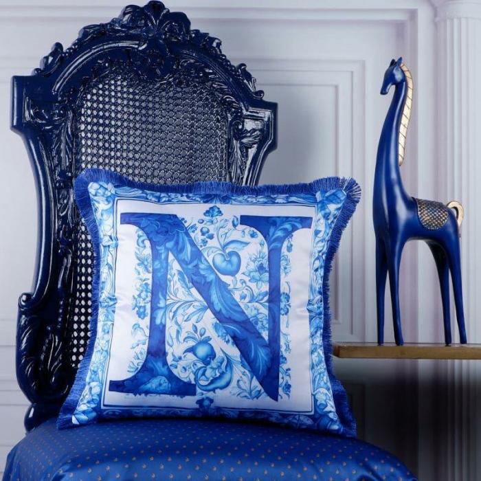 Alphabet N Snuggle Cushion Cover  |   Printed Cushions Cushion Covers Blue, White