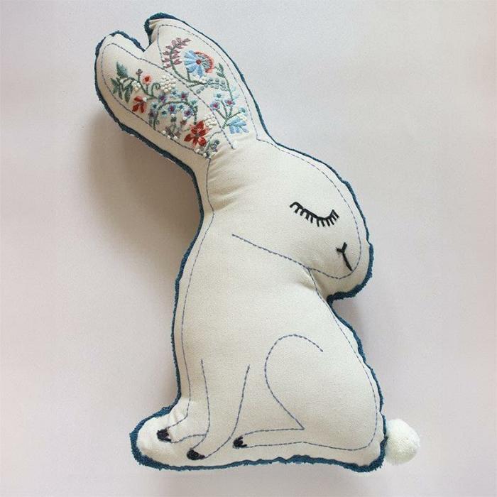 Honey Bunny Shaped Cushion With Filling  |   Embroidered Cushions Cushion Covers Embroidered Cushions